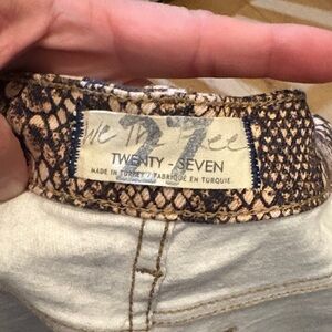 Free People High Rise Jeans with Snake Print Detail